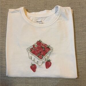 A&F Short-Sleeve Strawberry Graphic Skimming Tee